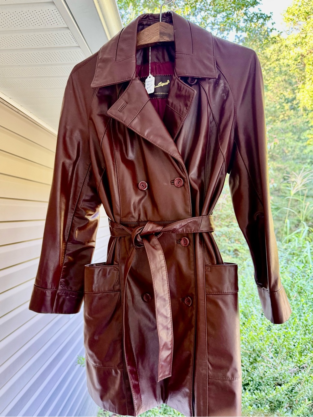 Vintage Etienne Aigner Dark Brown Faux Leather Trench Coat